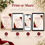 Christmas Dinner Invitation - Cream & Red