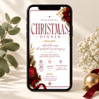 Christmas Dinner Invitation - Red Gold & Cream