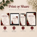 Christmas Dinner Invitation - Red Gold & Cream