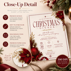 Christmas Dinner Invitation - Red Gold & Cream