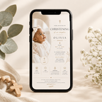 Phone: Baby Girl Christening Invitation Cream & Gold shown on a phone screen