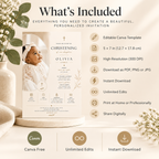 What’s Included: What’s included with the Baby Girl Christening Invitation Cream & Gold