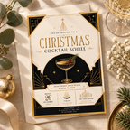 Christmas Party Invitation Cocktail Soiree - Gold & Creme & Black