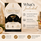 Christmas Party Invitation Cocktail Soiree - Gold & Creme & Black