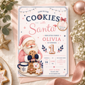 She Is One Cookies With Santa Invitation -  Blush Navy