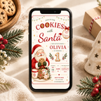 She Is One Cookies With Santa Invitation - Red Creme