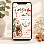 She Is One Cookies With Santa Invitation - Sage Green Red