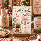 She Is One Cookies With Santa Invitation - Sage Green Red