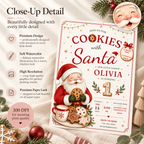 She Is One Cookies With Santa Invitation - Red Creme
