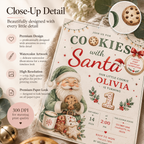 She Is One Cookies With Santa Invitation - Sage Green Red