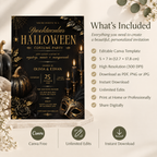 Elegant Halloween Invitation - Black Gold