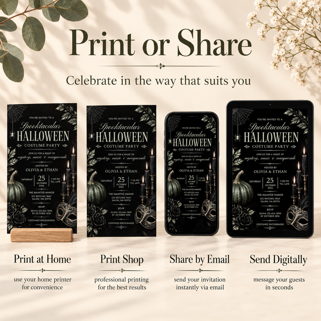 Elegant Halloween Invitation - Black Sage