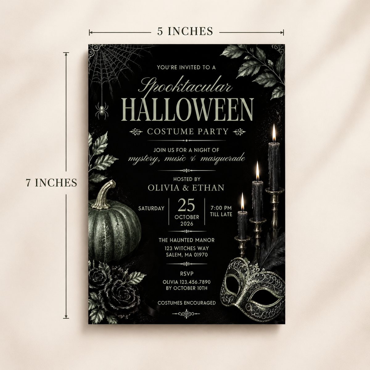 Elegant Halloween Invitation - Black Sage