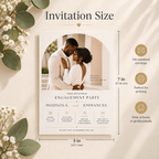 Size: Engagement Party Invitation Cream & Gold, 5x7 inch size guide