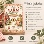 Watercolor Farm Animals Birthday Invitation