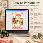 Watercolor Farm Animals Birthday Invitation