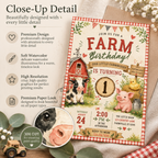 Watercolor Farm Animals Birthday Invitation