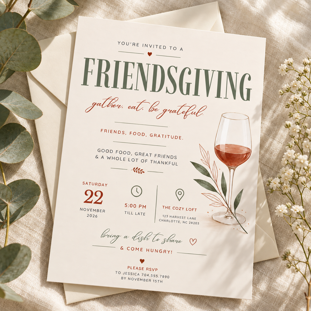 Friendsgiving Invitation - Sage Rust