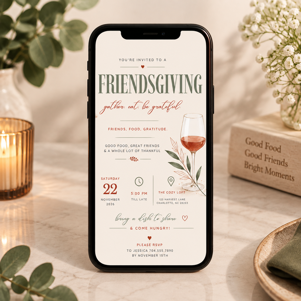 Friendsgiving Invitation - Sage Rust
