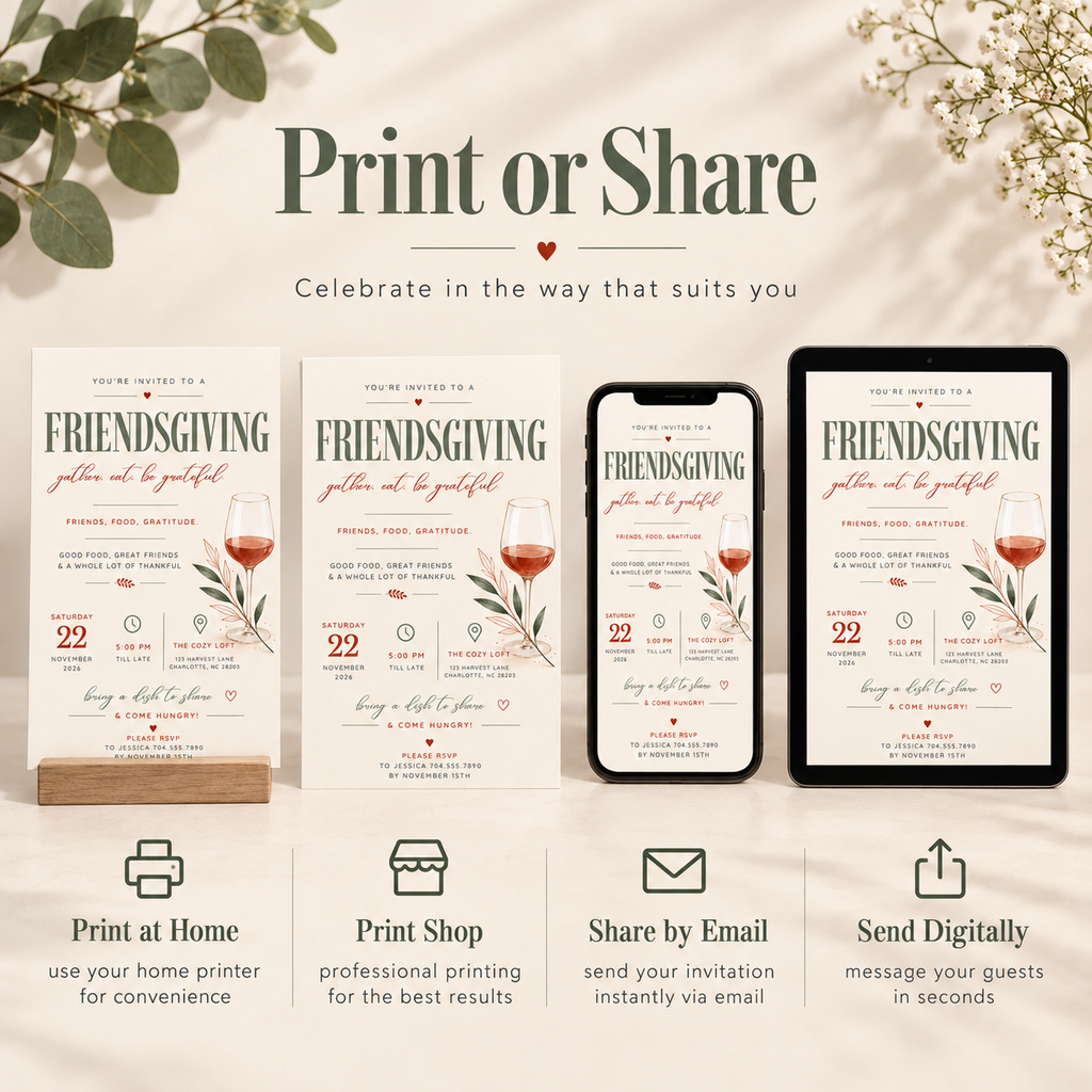 Friendsgiving Invitation - Sage Rust