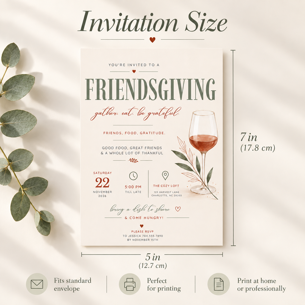 Friendsgiving Invitation - Sage Rust