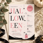 Family Halloween Party Invite - Blush Black