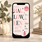 Family Halloween Party Invite - Blush Black