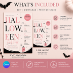 Family Halloween Party Invite - Blush Black