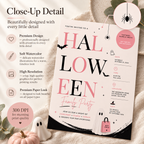 Family Halloween Party Invite - Blush Black