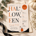 Family Halloween Party Invite - Cream Orange