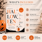 Family Halloween Party Invite - Cream Orange