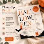 Family Halloween Party Invite - Cream Orange