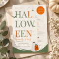 Family Halloween Party Invite - Sage Orange