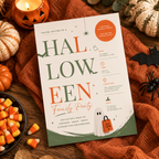 Family Halloween Party Invite - Sage Orange