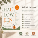 Family Halloween Party Invite - Sage Orange