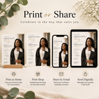 Print or Share: Graduate Celebration Party Invitation Black & Gold, print at home or share digitally