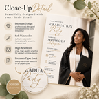 Close-up: Close-up detail of the Graduate Celebration Party Invitation Black & Gold design