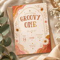 Groovy Retro Daisy Birthday Invitation