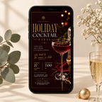 Holiday Cocktail Party Invitation - Burgundy & Gold