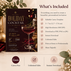 Holiday Cocktail Party Invitation - Burgundy & Gold