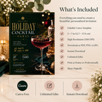 Holiday Cocktail Party Invitation - Dark Green Gold