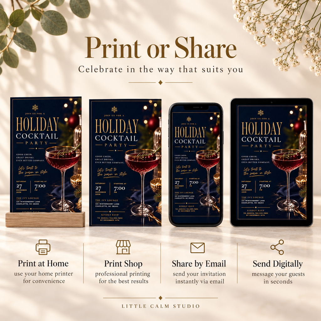 Holiday Cocktail Party Invitation - Navy Gold