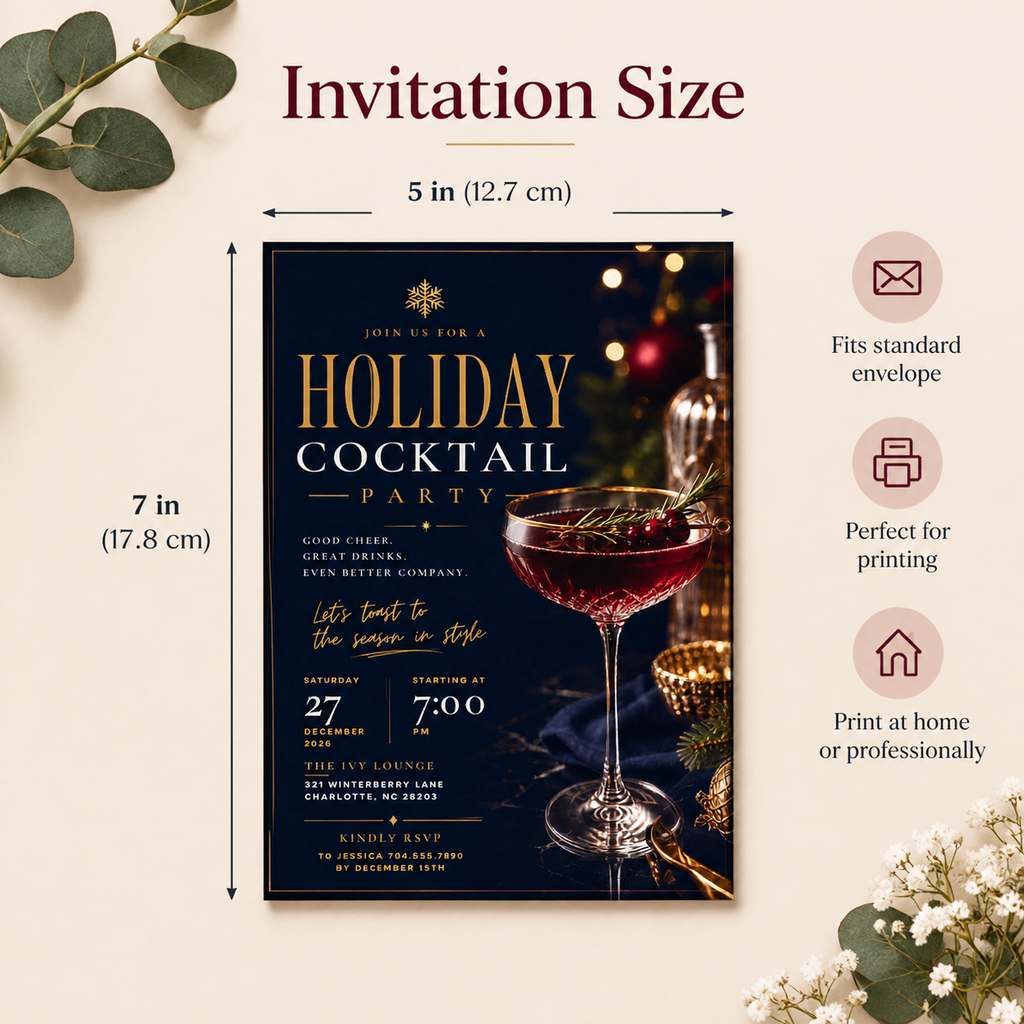 Holiday Cocktail Party Invitation - Navy Gold