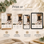 Print or Share: Housewarming Party Invitation Beige & Gold, print at home or share digitally