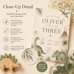 Dinosaur Birthday Invitation Boy – Boho Watercolor