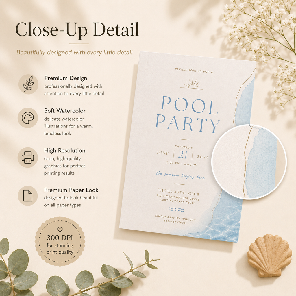 Pool Party Invitation Template