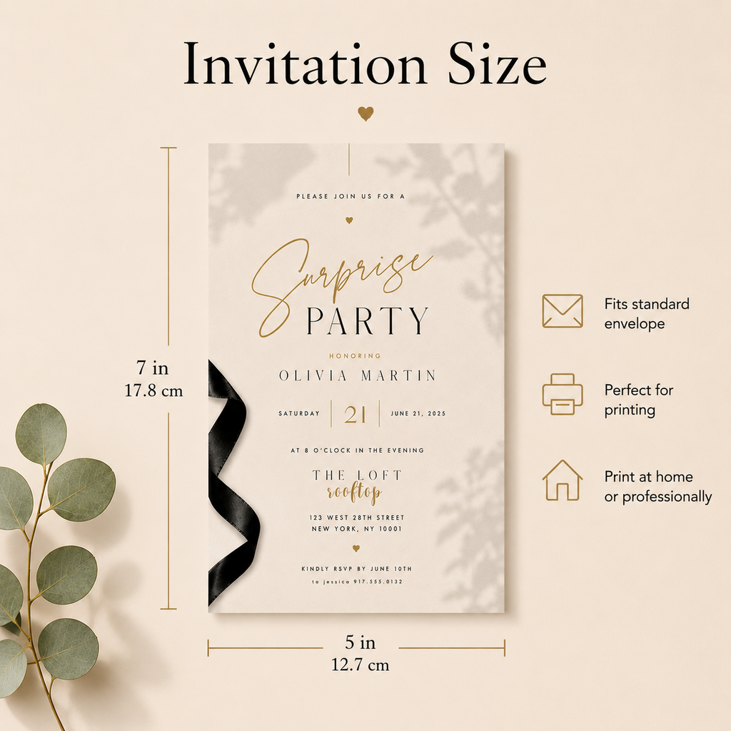 Surprise Birthday Invitation Template – Elegant Minimal