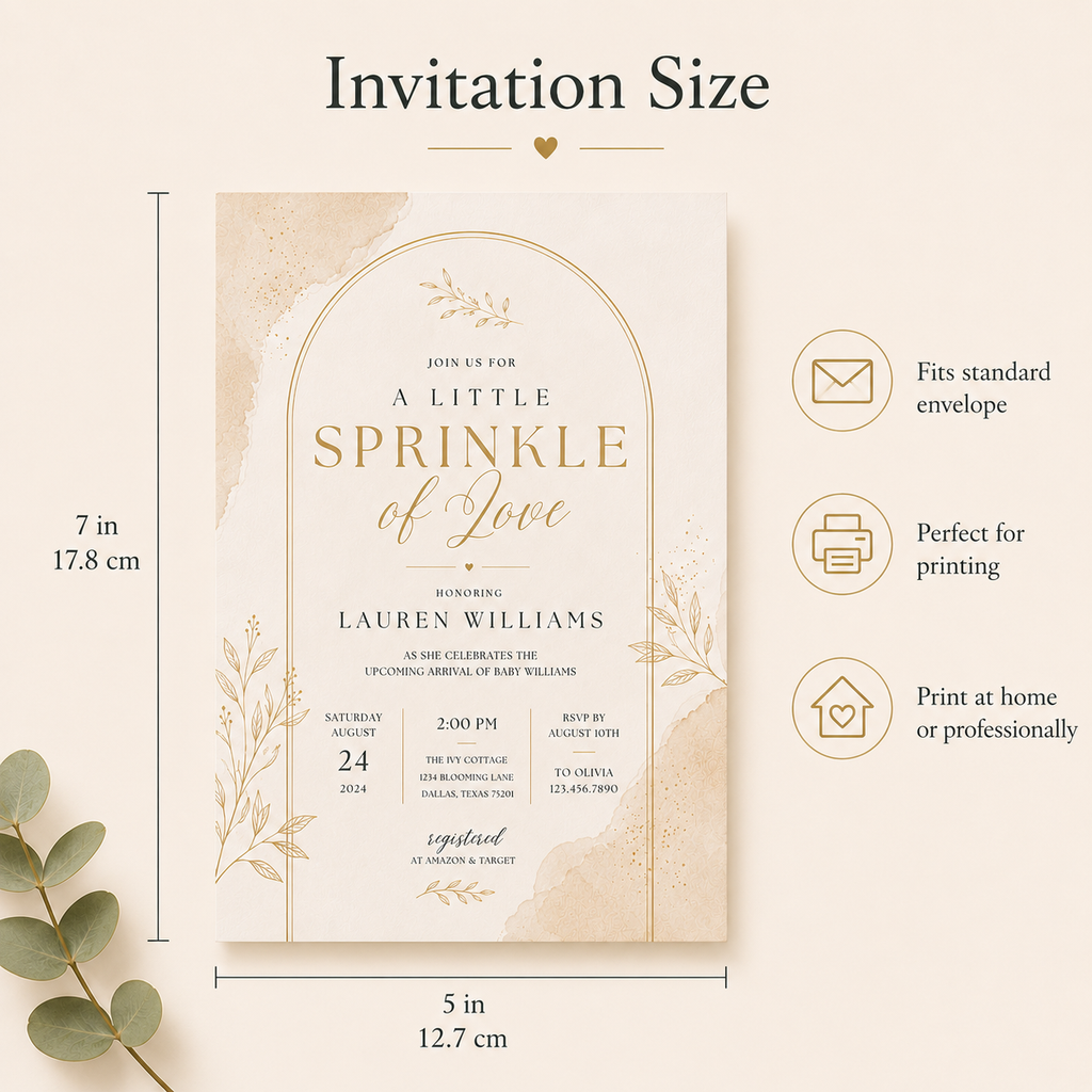 Elegant Neutral Baby Sprinkle Invitation Template – Modern Beige