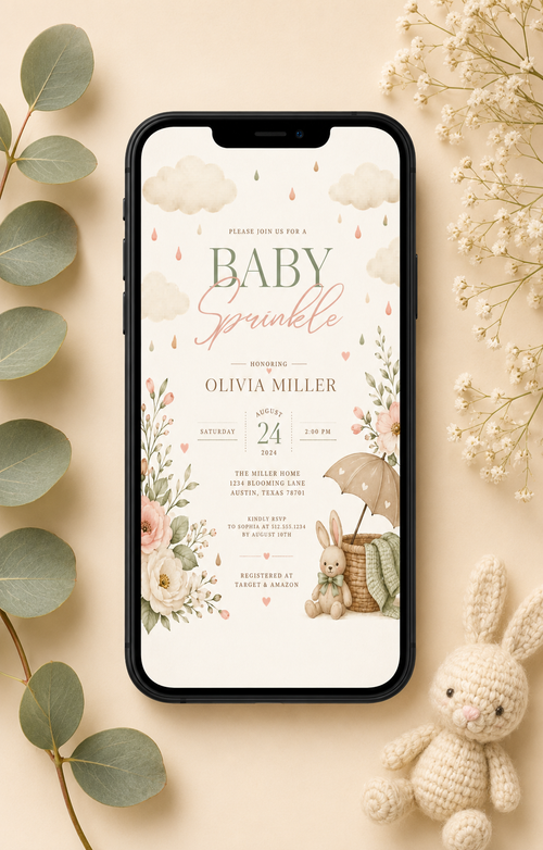 Baby Sprinkle Invitation — Whimsical Blush