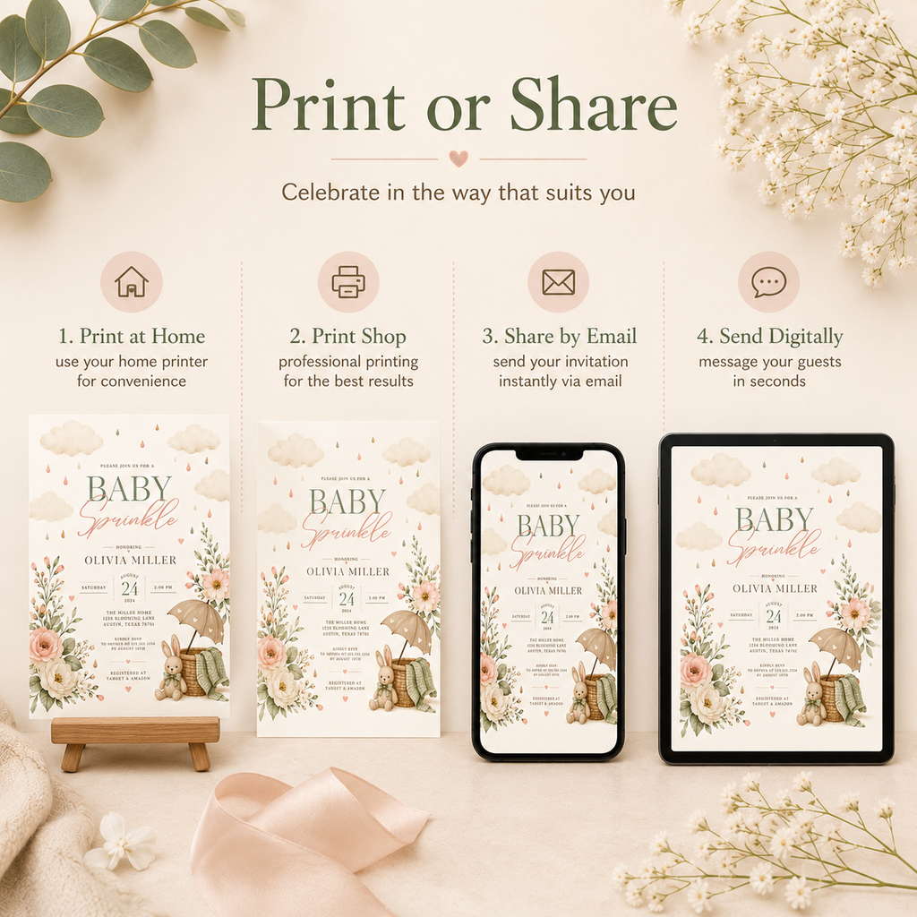 Baby Sprinkle Invitation — Whimsical Blush